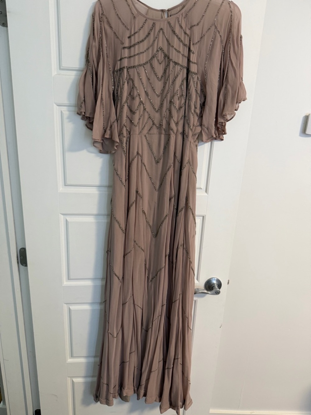 Elegant Beaded Maxi Dress in mauve